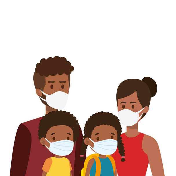 genitori con bambini afro con maschera facciale
 - Vettoriali, immagini