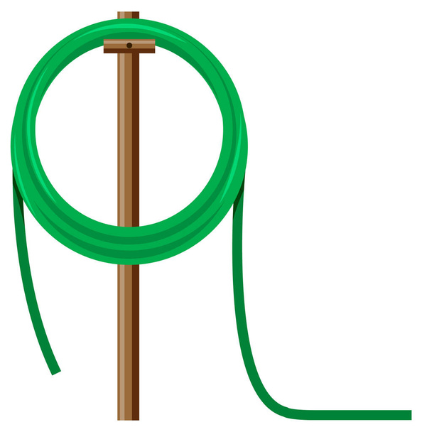 Rouleau de tuyau vert sur fond blanc illustration
 - Vecteur, image