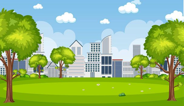 Background scene with buildings in the city illustration - Vector, afbeelding