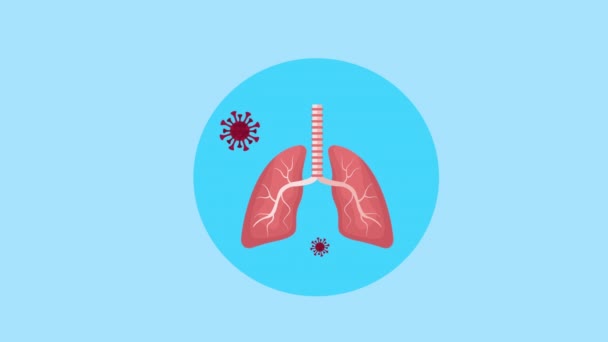 poumons avec covid19 particules animation
 - Séquence, vidéo
