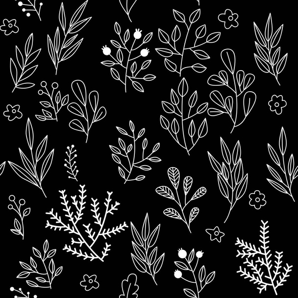 Texture with flowers and plants. Floral ornament. Original flowers pattern. - Vetor, Imagem