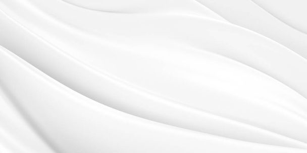 Valkoinen abstrakti nestemäinen aaltoileva tausta. 3d havainnollistaminen - Valokuva, kuva