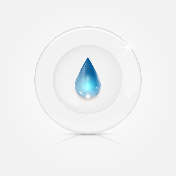 Beyaz tabak ve arka dis mavi drop.dishwashing sıvı - Vektör, Görsel