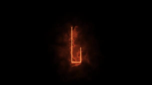 Alfabet in vlammen - letter I in brand - getekend met laserstraal op zwarte achtergrond - Video