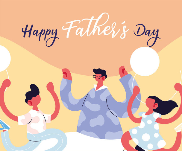 homem e crianças, cartão do dia de pai
 - Vetor, Imagem