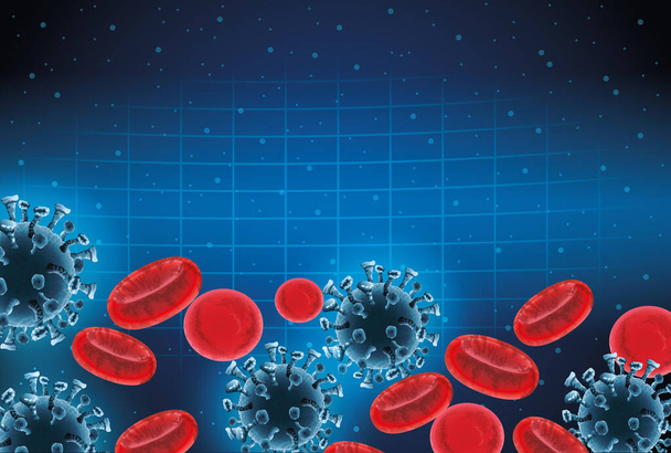 covid19 partículas pandémicas e padrão sanguíneo
 - Vetor, Imagem