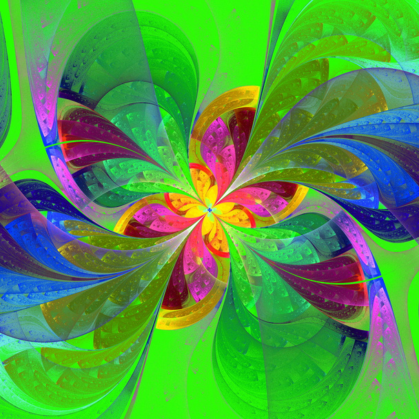 Multicolor hermosa flor fractal sobre fondo verde
. - Foto, imagen