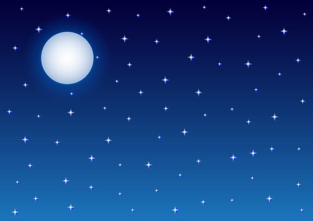 Full Moon and Starry Night Sky Background - Vector, Image