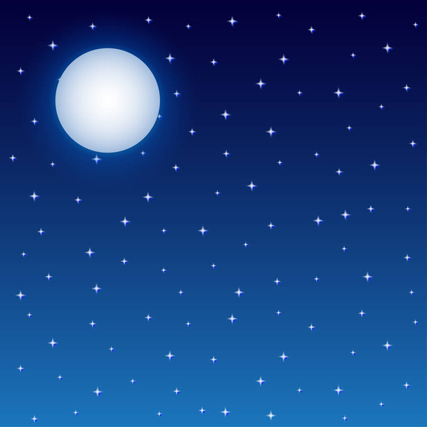 Full Moon and Starry Night Sky Square Background - Vector, Image