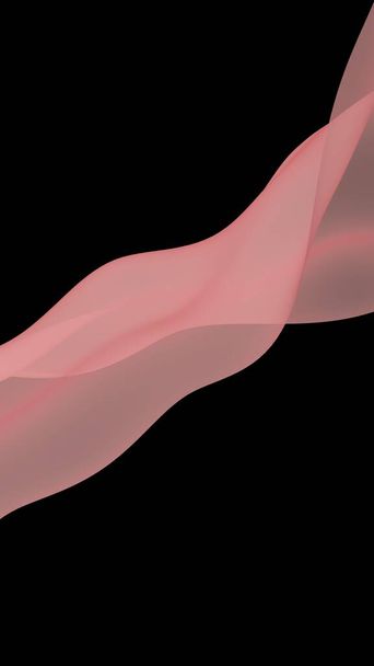 Abstract wave. Scarf. Bright ribbon on black background. Abstract smoke. Raster air background. Vertical image orientation. 3D illustration - Photo, image