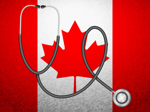 Stethoscope on Canada flag background (en inglés). Ilustración vectorial
. - Vector, imagen