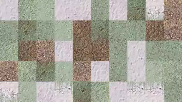 Vídeo abstrato de texturas mosaicas de fragmentos de uma parede de cimento branco verde marrom. Design de fundo. Contexto. Papel de parede
. - Filmagem, Vídeo