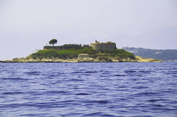 Αυστροουγγρικά κτίρια ιστορικής οχύρωσης, Fort Mamula σε ακατοίκητο νησάκι Lastavica στον κόλπο Boka Kotorska της Αδριατικής θάλασσας, Μαυροβούνιο - Φωτογραφία, εικόνα