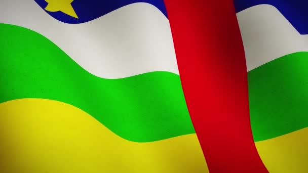 Flaga Republiki Środkowoafrykańskiej macha strumieniem tła. Narodowy chorąży CAR i symbol kraju zwolnionego tempa - pętla wideo płynna animacja - Materiał filmowy, wideo