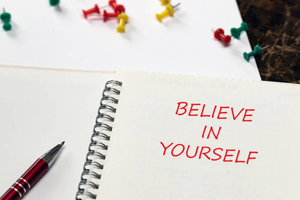 Motivational inspirational quote phrase Believe In Yourself. The concept of success. - Foto, Bild