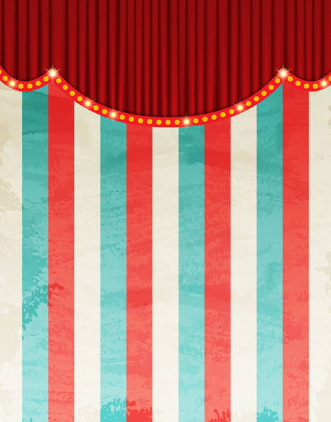 Circus striped background with red curtain. Design for presentation, concert, show. Vector illustration - Vector, Image