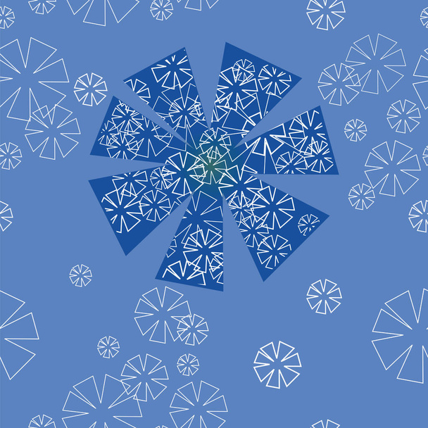 Vector seamless texture with stylish blue flower and white ornament on blue background. Can be used for wedding invitation, packaging, birthday, New Year  - ベクター画像
