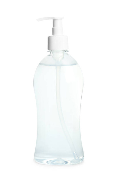 Dispenser bottle with antiseptic gel isolated on white - Foto, imagen