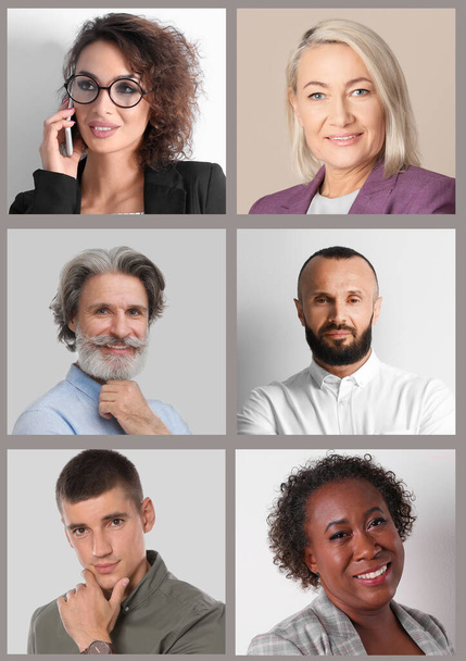 Collage with portraits of different business people  - Foto, Imagen