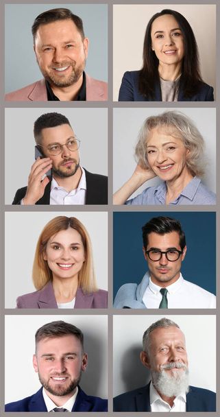 Collage with portraits of different business people  - Fotó, kép