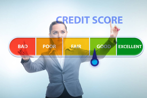 Empresária no conceito de pontuação de crédito
 - Foto, Imagem