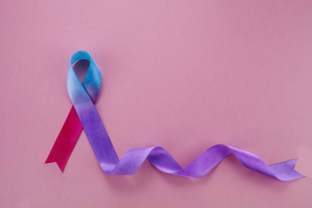 World Thyroid day background. Teal, pink and blue ribbon. - Фото, зображення