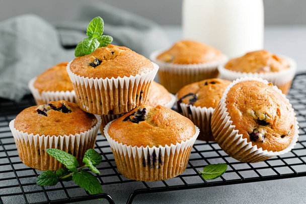 Blueberry banana muffins with fresh berries - Fotografie, Obrázek