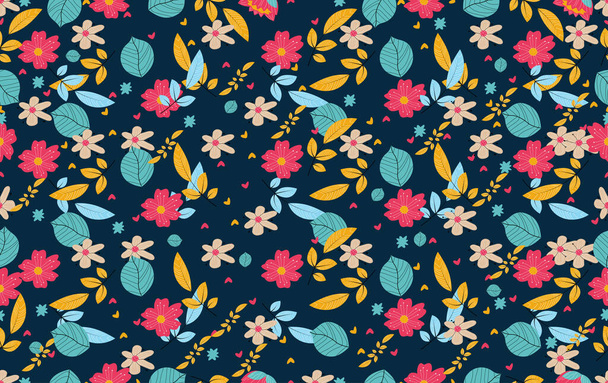 Tropical seamless pattern with flower and exotic leaves. Vector illustration - Vetor, Imagem