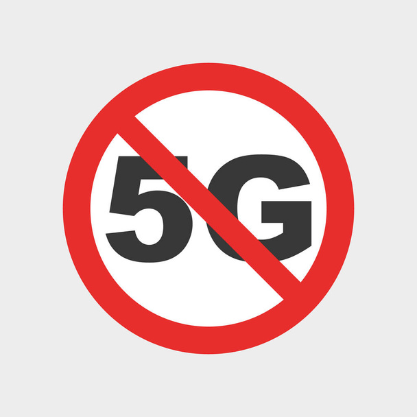 5G fifth generation prohibited symbol sign isolated on a white background. Vector illustration - Διάνυσμα, εικόνα