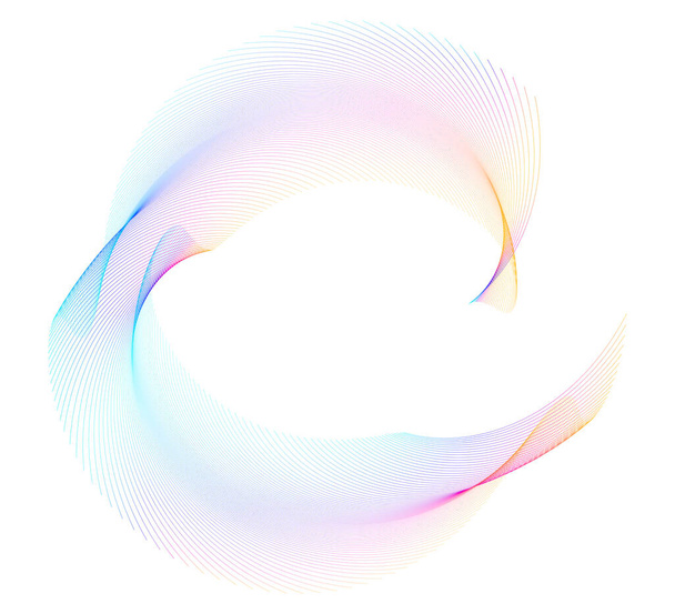 デザイン要素。多くの紫色の線の輪の波。白い背景に垂直波状の縞模様が孤立している。ベクトルイラストEPS 10.ブレンドツールを使用して作成された線でカラフルな波 - ベクター画像
