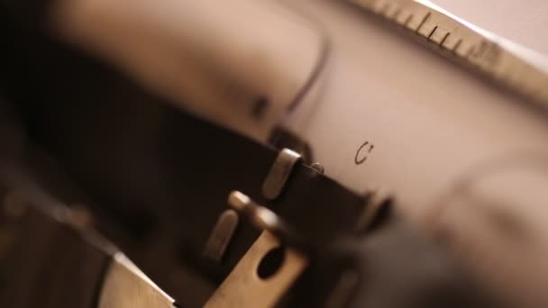 Writing Chapter Three on the retro old typewriter, close up view - Footage, Video