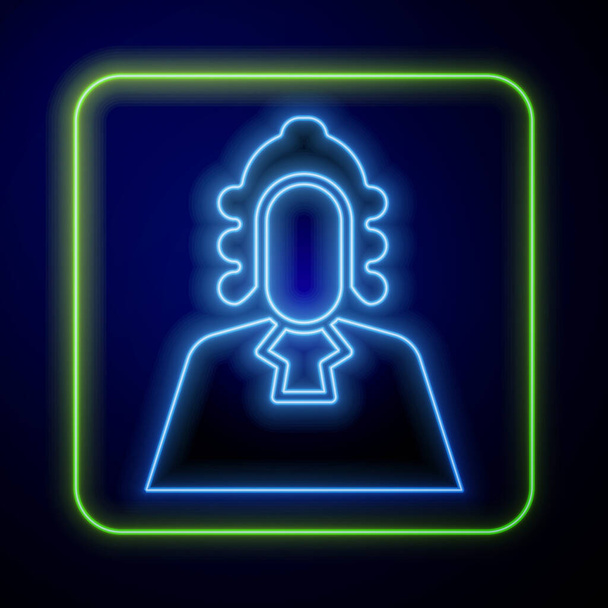 Leuchtendes neonfarbenes Richter-Symbol auf blauem Hintergrund. Vektorillustration - Vektor, Bild