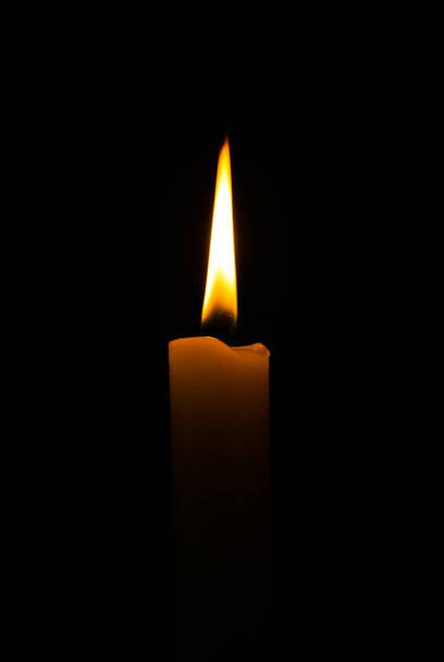 The perfect candle flame with black background - Photo, Image