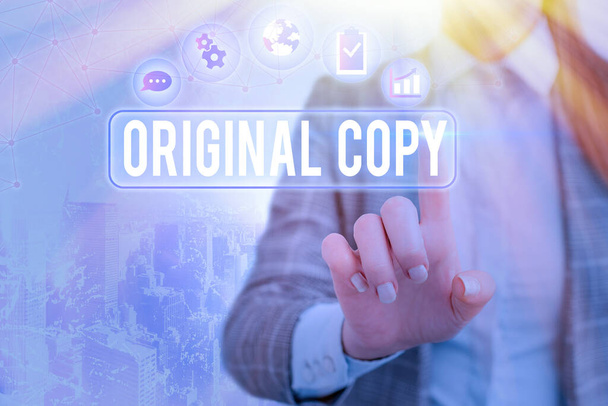 Word writing text Original Copy. Business concept for Main Script Unprinted Branded Patented Master List. - 写真・画像