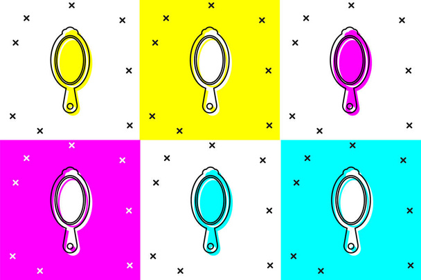 Définir icône miroir main magique isolé sur fond de couleur. Illustration vectorielle
 - Vecteur, image
