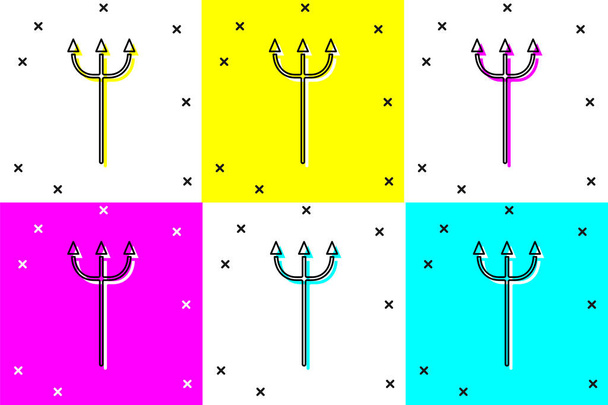 Set Neptune Trident icon isolated on color background.  Vector Illustration - Vector, Image