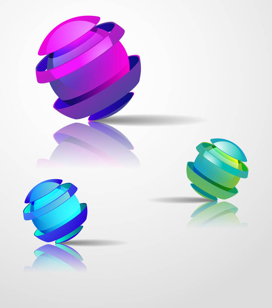 Abstract 3d vector sphere set, 3D glossy icon, 3d shape. Can be use as icons, element, banner or background. - Vector, Image