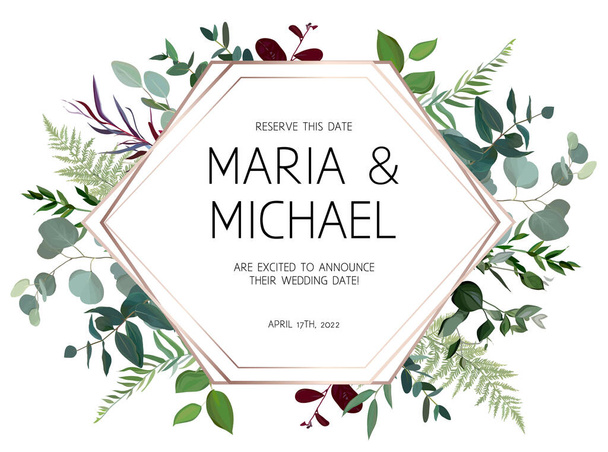 Matrimonio vettore cornice di design organizzato da foglie e fiori
 - Vettoriali, immagini