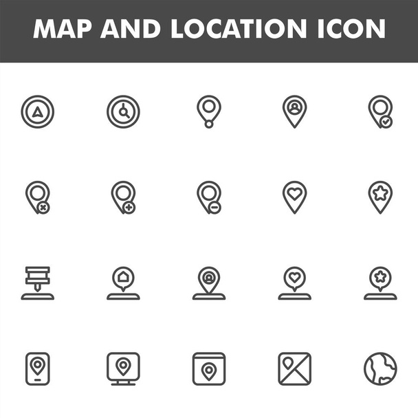 Mapa y ubicación paquete de iconos aislados sobre fondo blanco. para el diseño de su sitio web, logotipo, aplicación, UI. Ilustración gráfica vectorial y trazo editable. EPS 10
. - Vector, imagen