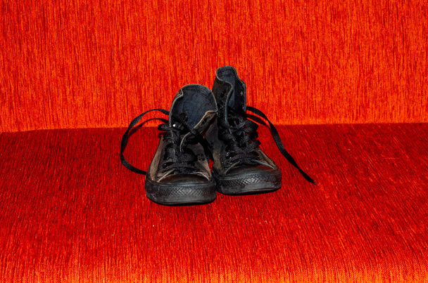 Ragged Black Stylish Shoes, Vintage Black Stylish Shoes - Fotoğraf, Görsel