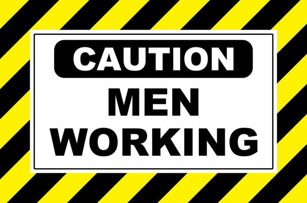 caution men working sign placard board - Photo, Image
