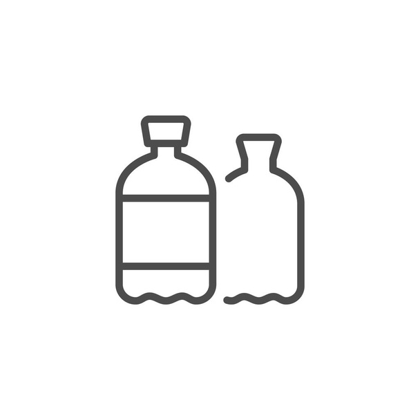 Plastic fles lijn omtrek pictogram - Vector, afbeelding
