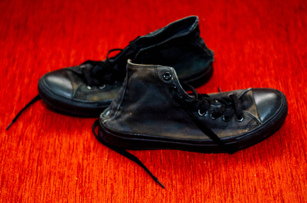 Ragged Black Stylish Shoes, Vintage Black Stylish Shoes - Photo, Image