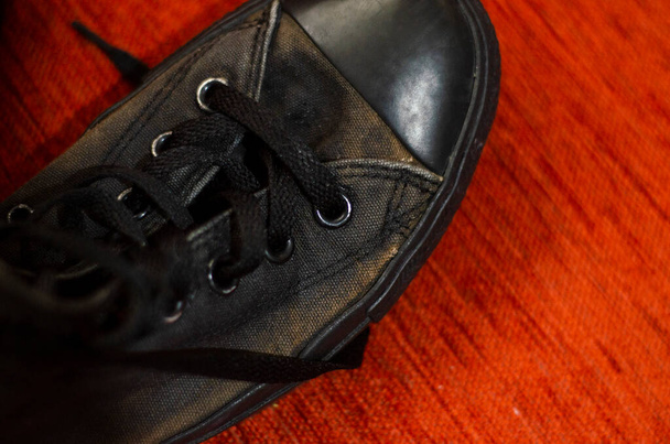 Ragged Black Stylish Shoes, Vintage Black Stylish Shoes - Fotografie, Obrázek