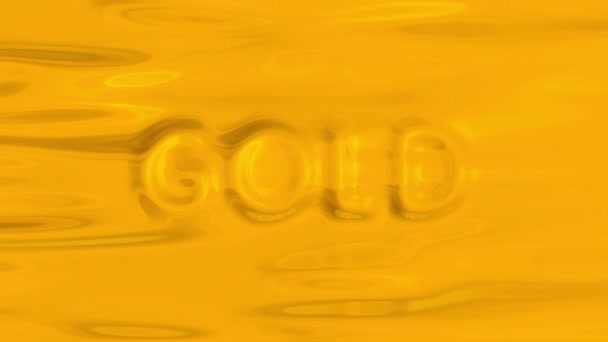 Χρυσός. Η λέξη χρυσός σε κινούμενο φόντο. Υγρό. Υγρό μέταλλο. Αφηρημένο κινούμενο υγρό. Οπτικές ψευδαισθήσεις, κινούμενα κύματα. Χρυσό κύμα φόντο. Χρυσό φόντο. Χρυσή υφή. Λάβα, νουγκά, καραμέλα - Πλάνα, βίντεο