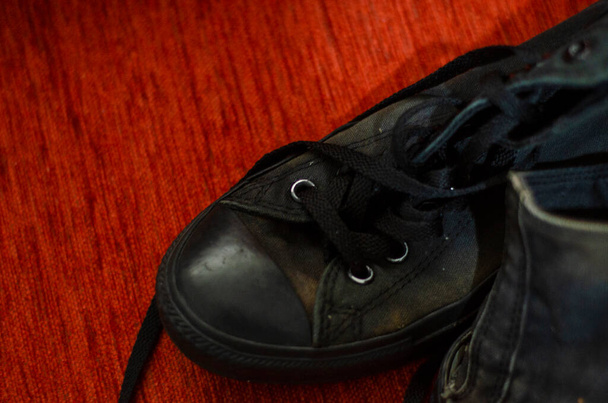 Sapatos elegantes pretos ásperos, Sapatos elegantes pretos vintage - Foto, Imagem