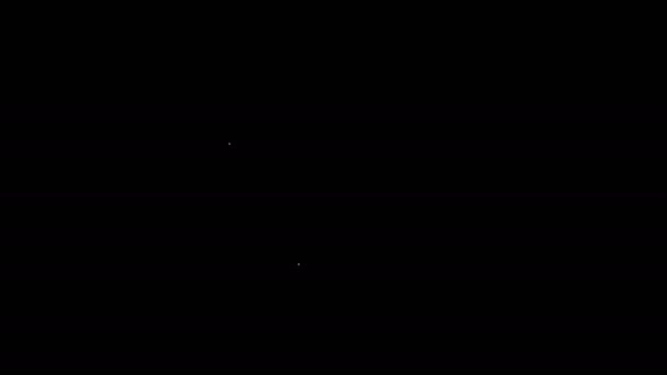 Witte lijn snor en baard pictogram geïsoleerd op zwarte achtergrond. Barbershop symbool. Gezichtshaar stijl. 4K Video motion grafische animatie - Video