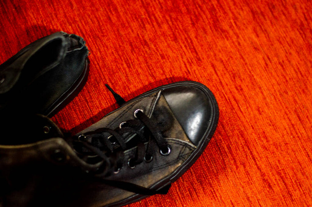 Ragged Black Stylish Shoes, Vintage Black Stylish Shoes - Photo, Image