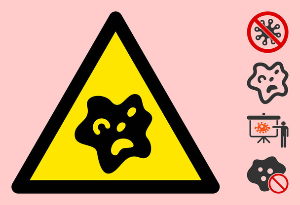 Vector Bacilla Warning Triangle Sign Icon - Vettoriali, immagini