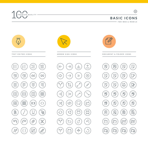 Set of basic icons for web and mobile - Vector, Image
